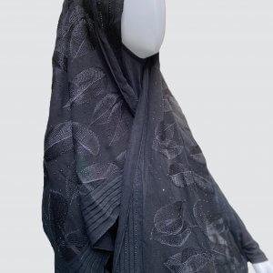 Leafy Black Georgette Scarf