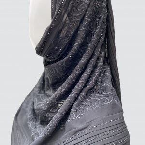 Retro Black Georgette Scarf