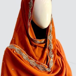 Orange Embroidered Scarf