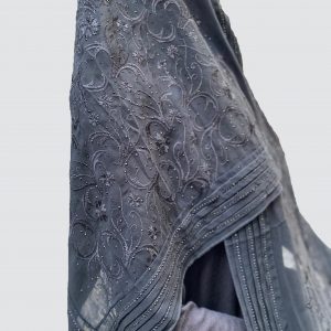 Flowery Black Georgette Scarf