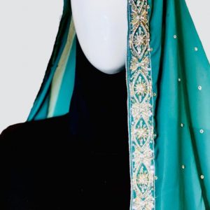 Silvery Turquoise Embroidered Scarf,