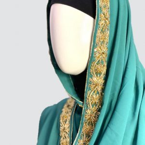 Antique Turquoise Embroidered Scarf