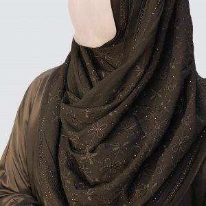 Butterfly Pattern Black Georgette Scarf