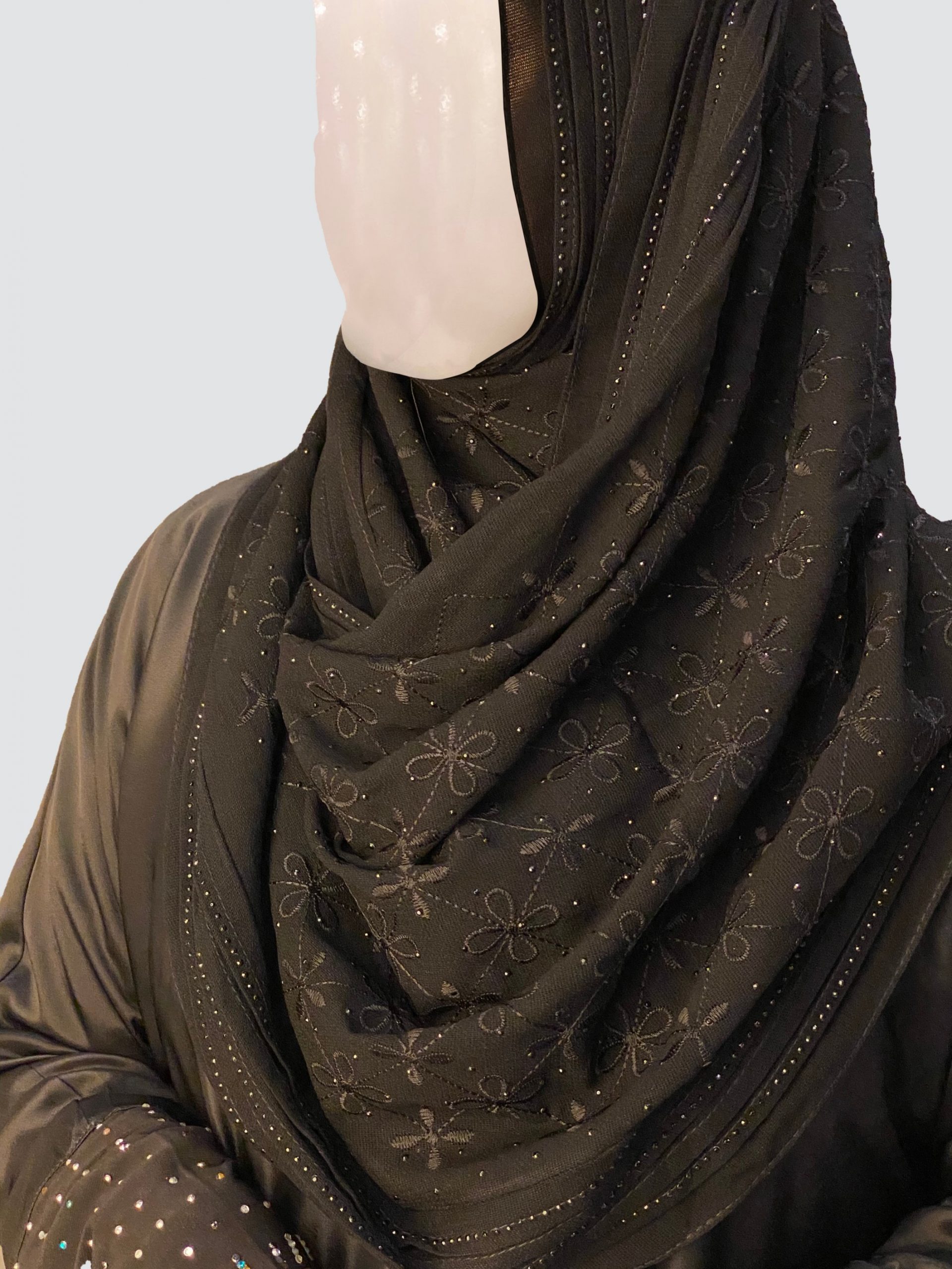 Butterfly Pattern Black Georgette Scarf Butterfly Pattern Black Georgette Scarf