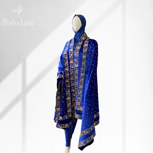 blue embroidered shawl