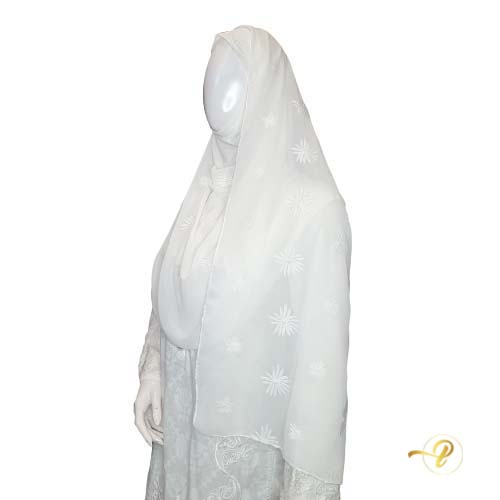 Daisy white chiffon hijab